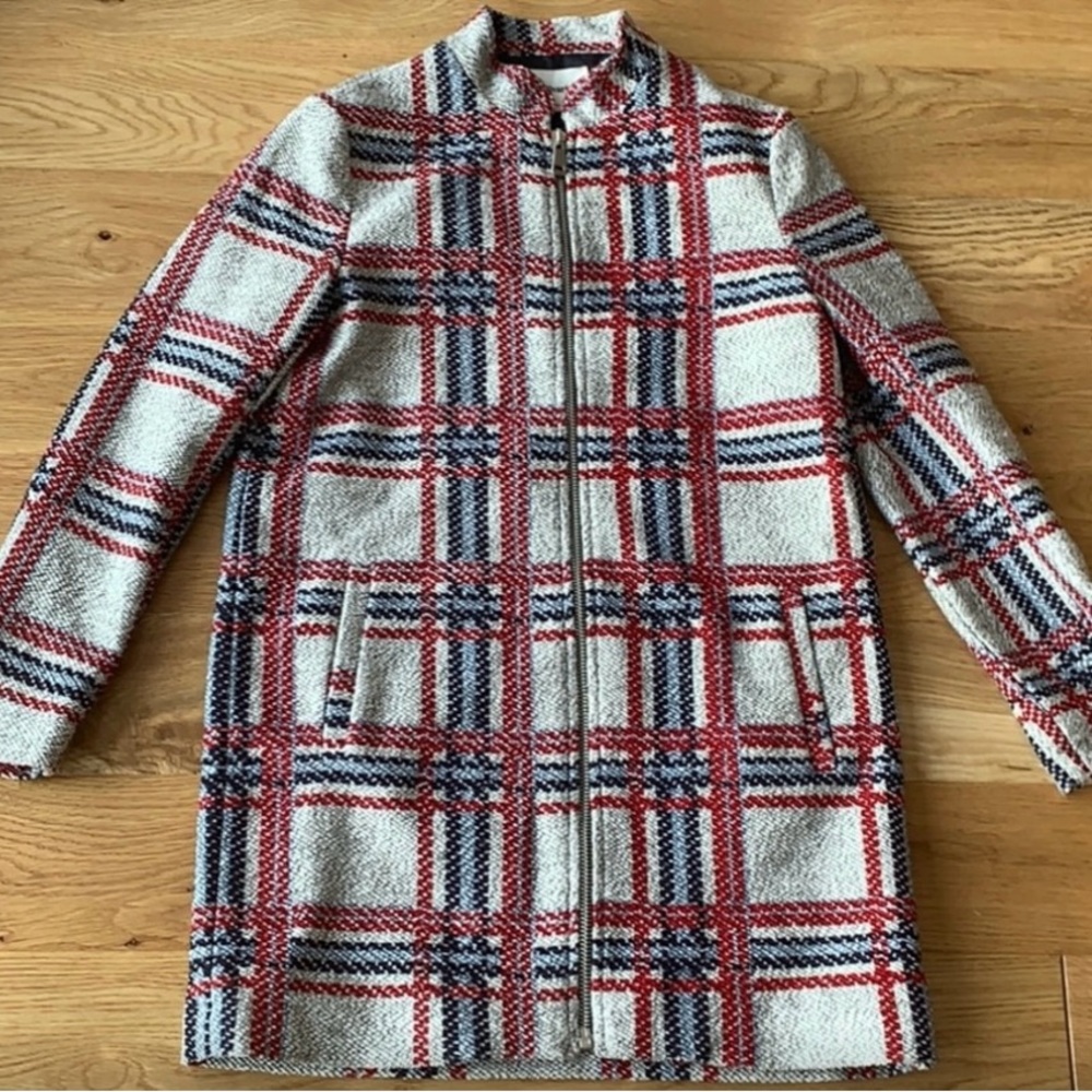 Stradivarius plaid tweed warm winter coat